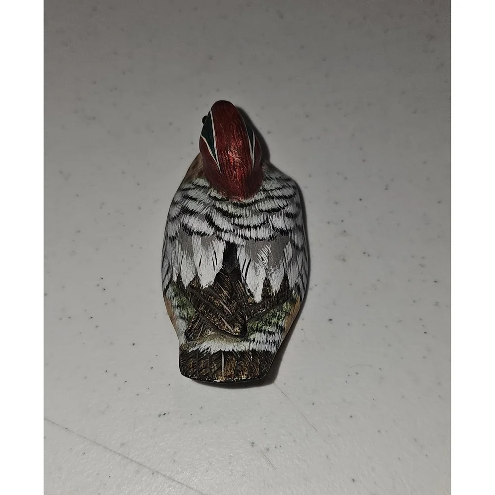 Vintage Penco Hand Carved Wood Duck Figurine New Bedford Mass Made in Hong Kong